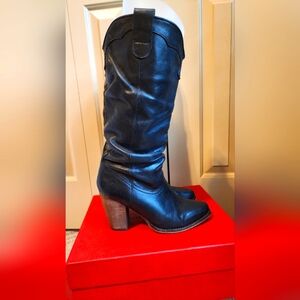 Steve Madden GESAR black high heel cowboy boots